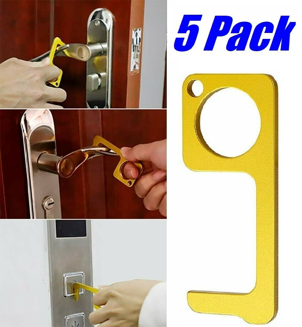 5x Portable Hygiene Hand Antimicrobial Brass Edc Door Opener Elevator Handle Key