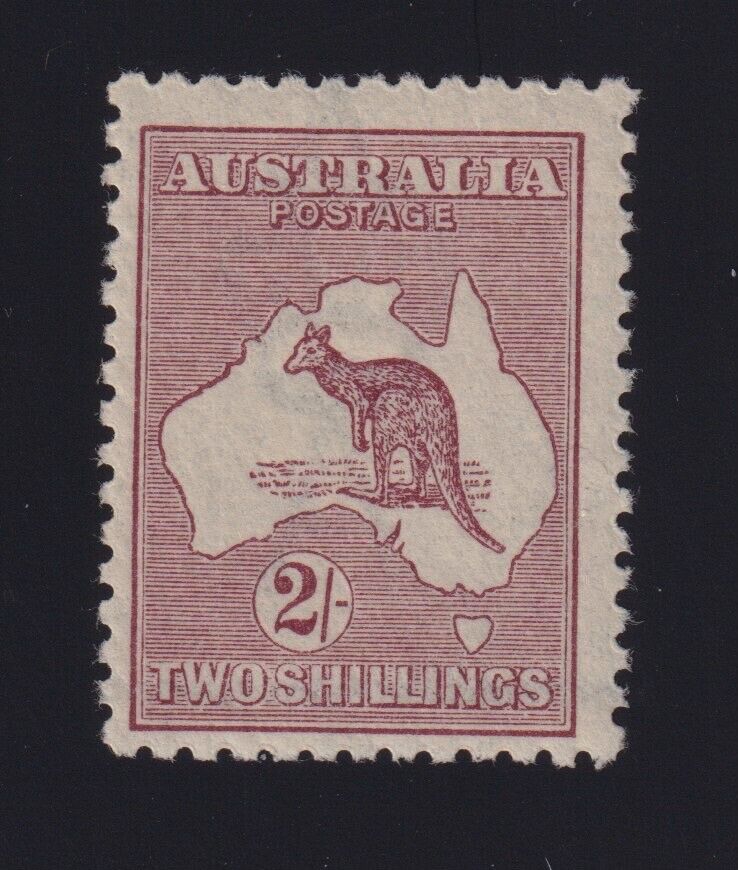 Australia Sc #53 (1924) 2/- Violet Brown Kangaroo Die Ii Mint Vf Lh