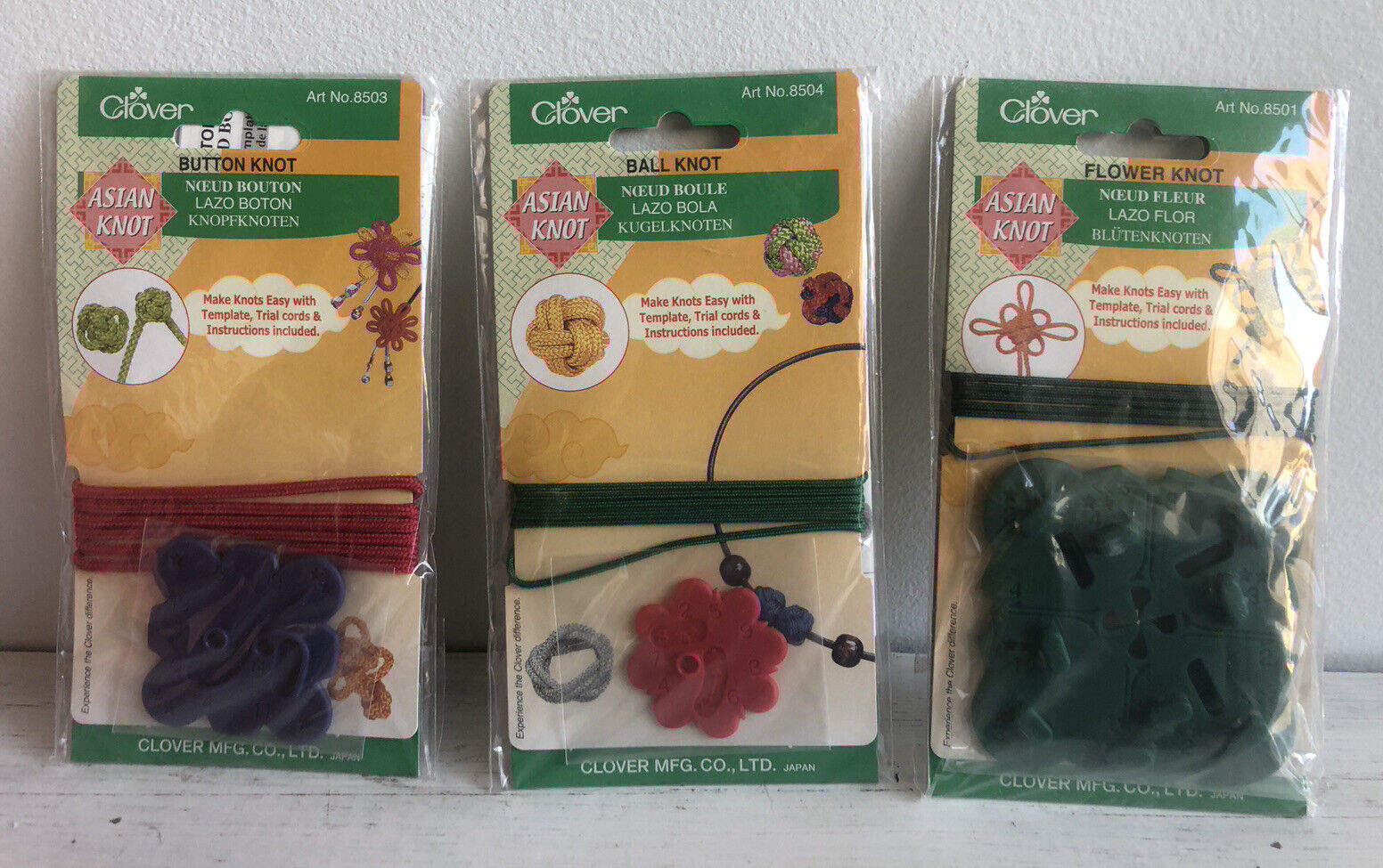 Lot Of 3 Clover Asian Knot Templates - Button, Ball And Flower Knots