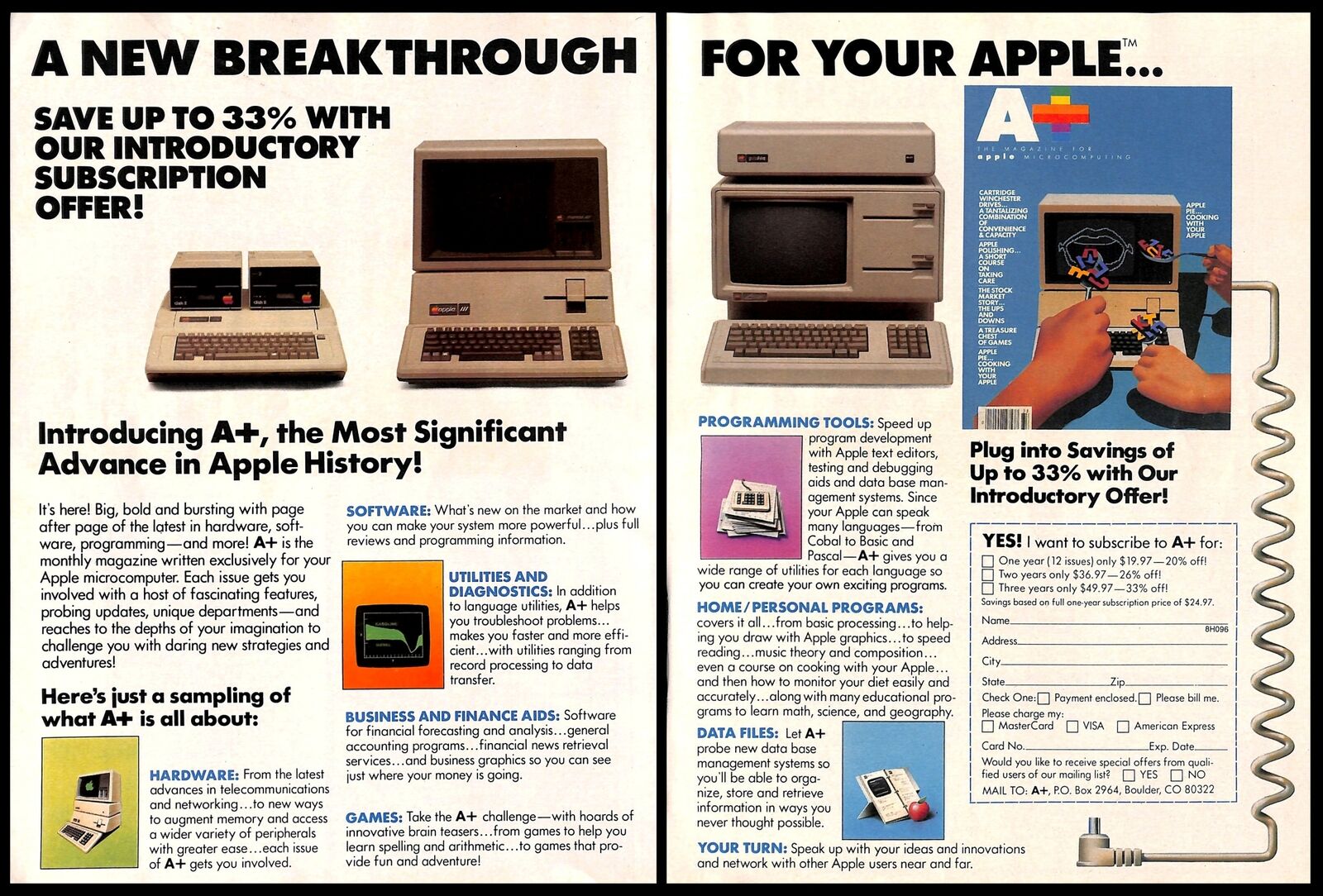 1983 Apple Microcomputer A+ Magazine Vintage Print Advertisement Electronics
