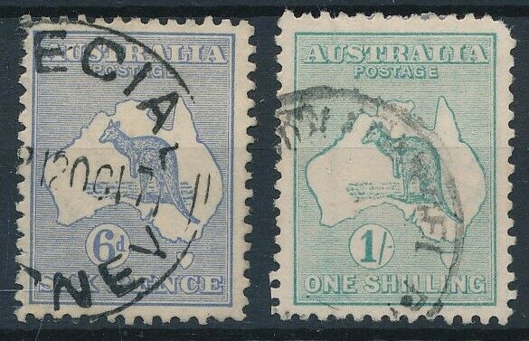 [57402] Australia Kangaroos Lot 2 Good Used Very Fine Stamps (crown A)