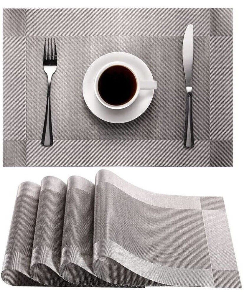 🔥set Of 4 Pvc Placemats Non-slip Heat Insulation Dining Table Mats 17.7x11.8🔥
