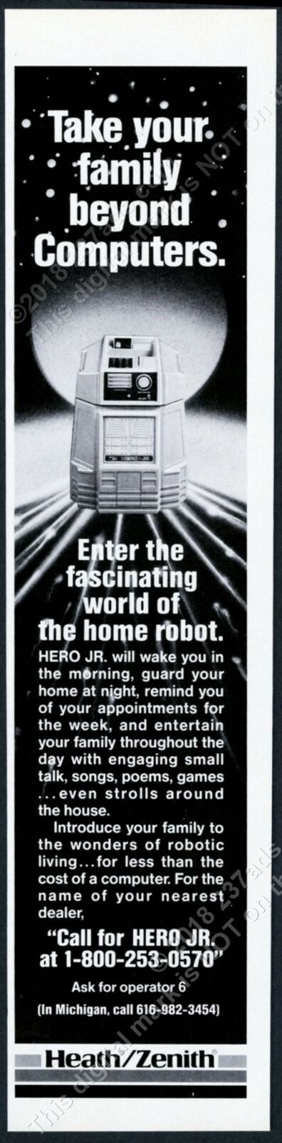 1984 Heath Zenith Hero Jr Robot Photo Vintage Print Ad