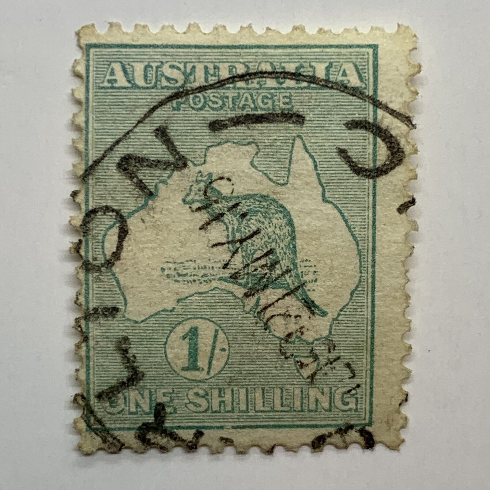 1913 Australia Kangaroo 1s Stamp #10 With Carlton Victoria Son Cancel