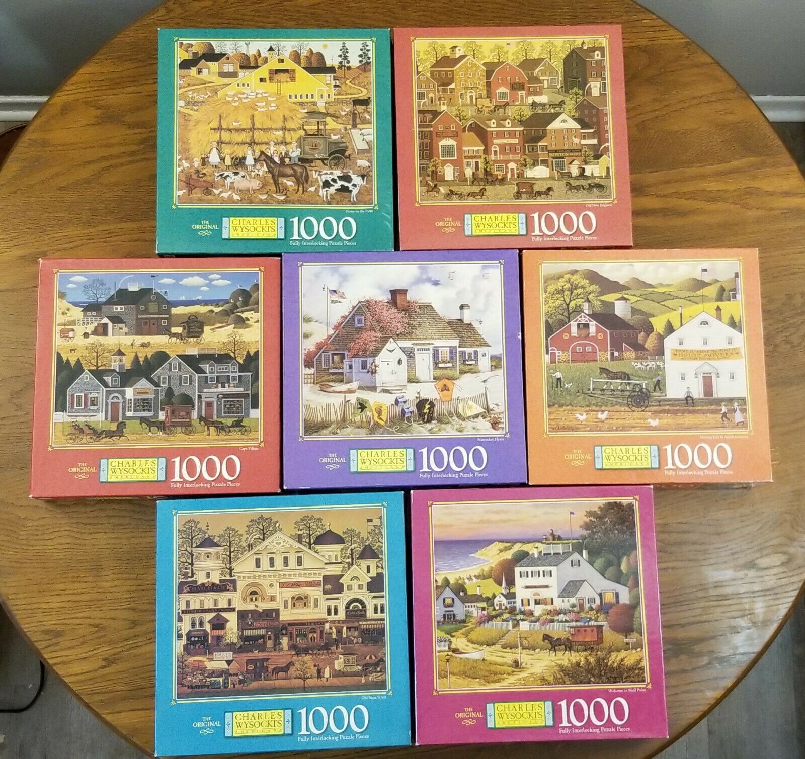 Lot Of 7 Vintage '90s Charles Wysocki 1000 Piece Puzzles (count Unverified) #1