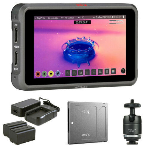 Atomos Ninja V+ 5" 8k Video Monitor W/ Atomos Power Kit, 1tb Ssdmini & Ballhead