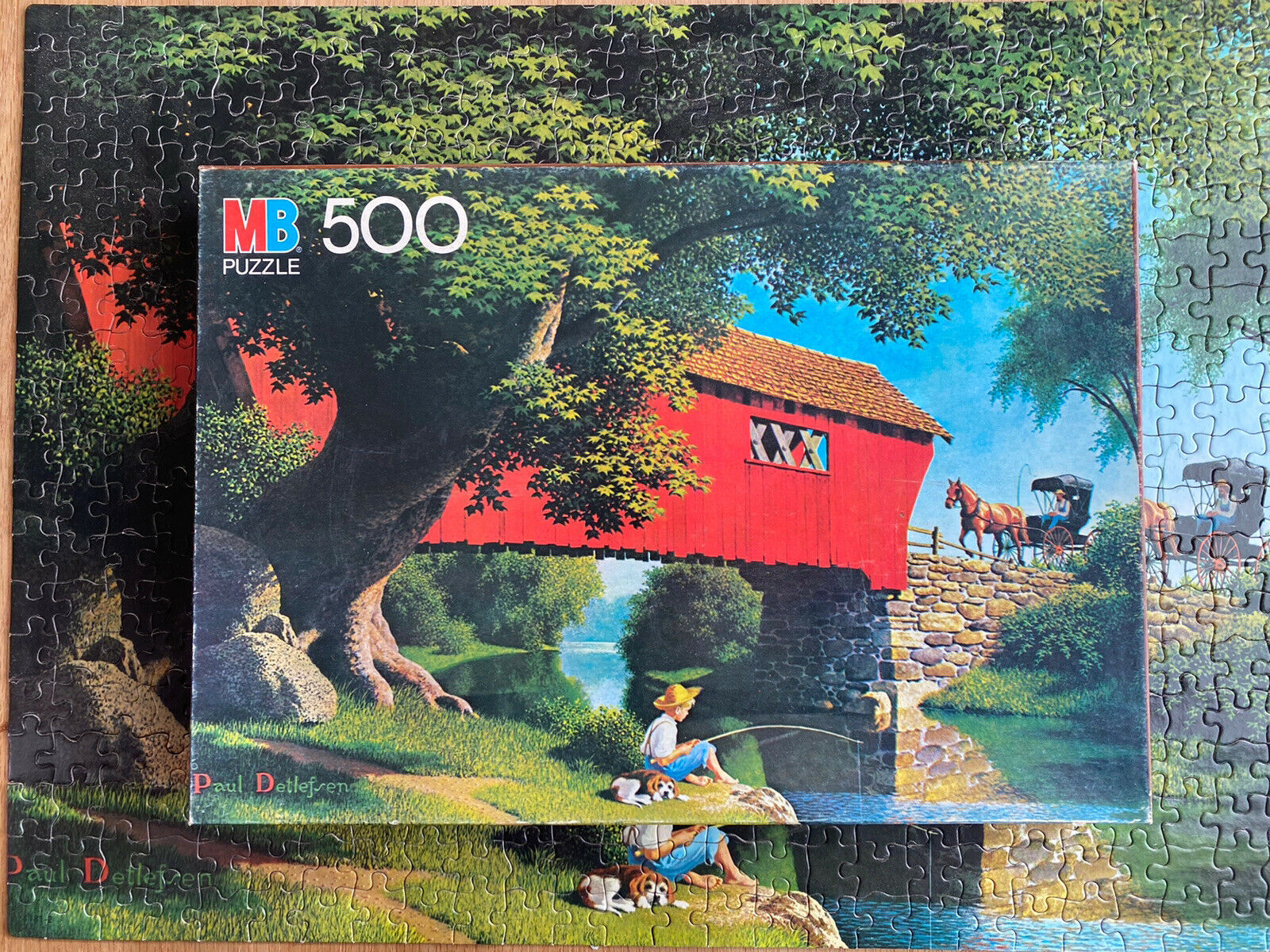 Vintage Milton Bradley Good Old Days Puzzle 4181-2 The Old Bridge Complete