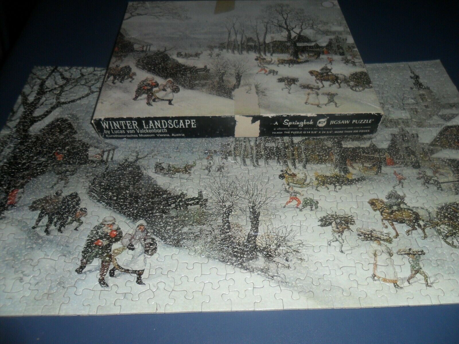 Springbok Puzzle Winter Landscape 500 Pc Lucas Van Valckenborch 1970 - Complete!