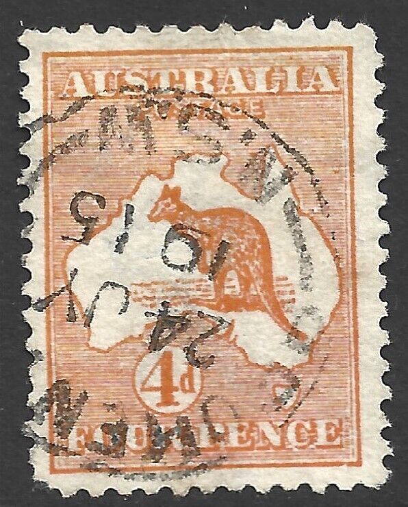 Australia, Scott #6, 4p Kangaroo And Map, Wmk 8, Used