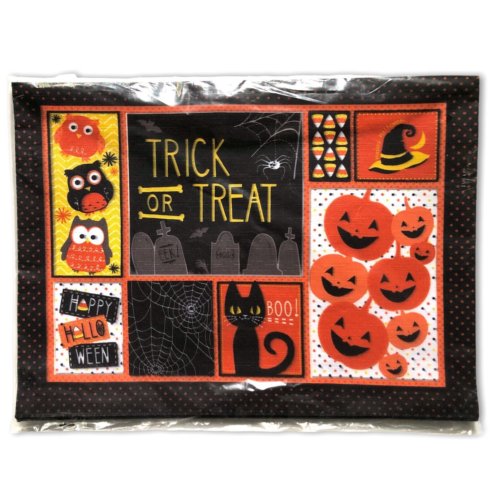 Happy Halloween Trick Or Treat 18" X 13" Textured Polyester Placemats Set Of 4