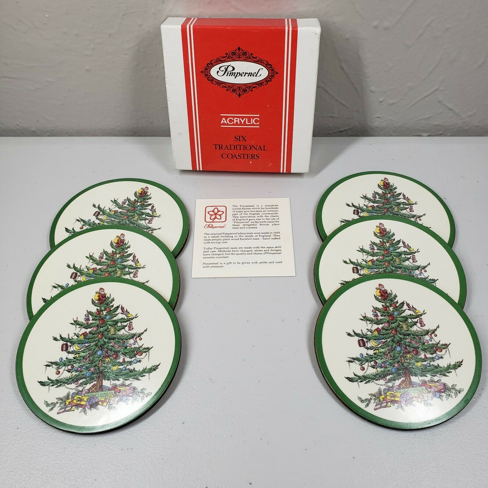 Pimpernel Christmas Tree Holiday Coasters Set Spode Set Of Six Acrylic Tradition