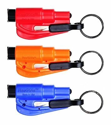3 Pack New Resqme Escape Tools Seatbelt Cutter Glass Breaker Red Orange Blue