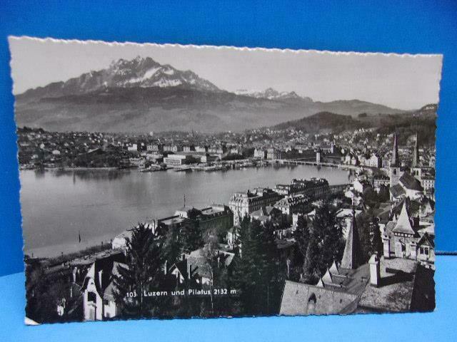 Vintage Rppc Luzern Und Pilatus Switzerland Photo Postcard Helvetia Stamps Old