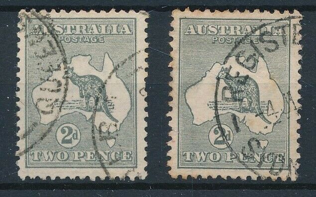 [57399] Australia Kangaroos 2x Good Used Very Fine Stamp (crown A)